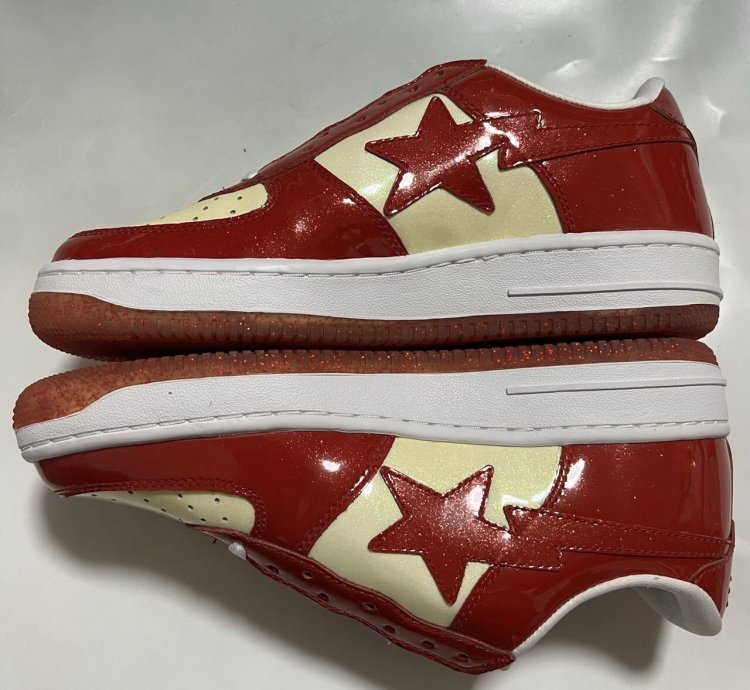 2009 BAPE Sta glitter leather red