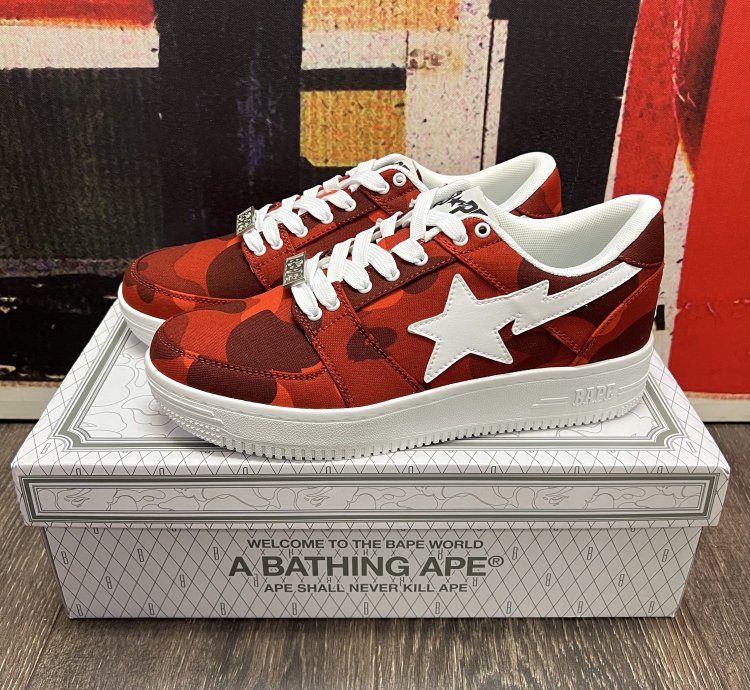 2018 Bape Color Camo Bapesta M2 Low Red White