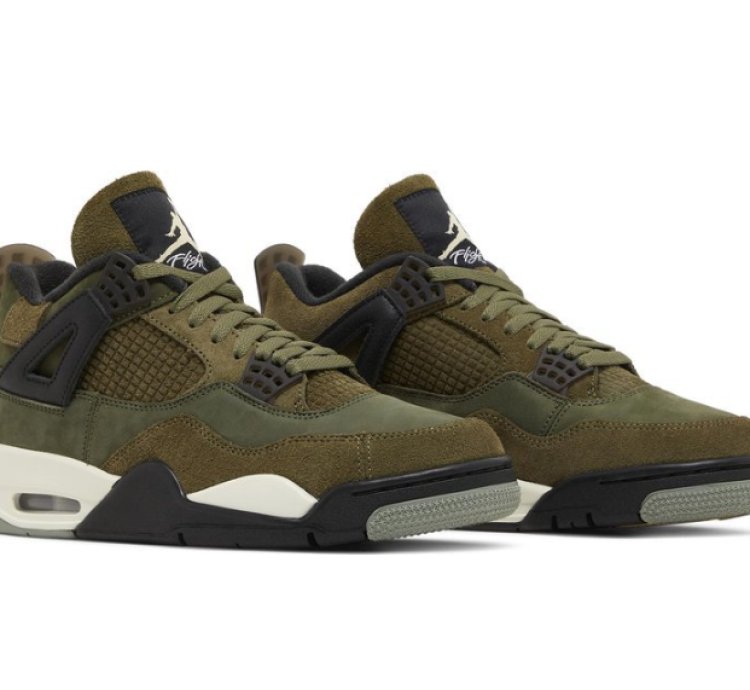 Mens Wmns Air Jordan 4 Retro SE Craft Olive FB9927 200 / FB9928 200