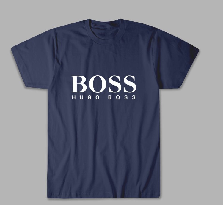Hugo Boss Logo Unisex Navy T Shirt - Size USA