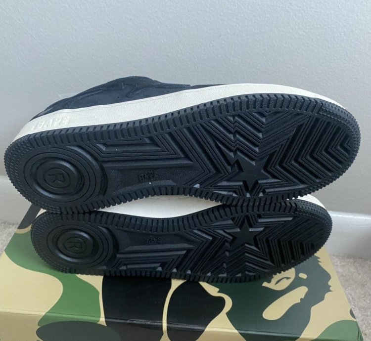 100 Authentic Bathing Ape Bape Sta Black Suede Size 8 5