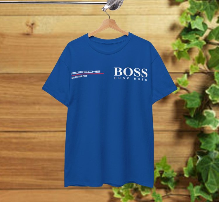 Porsche Motorsport X Boss T-Shirt Royal Blue Shirt USA Size