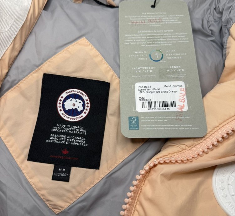 Authentic CANADA GOOSE Men Orange Puffer Vest Sz