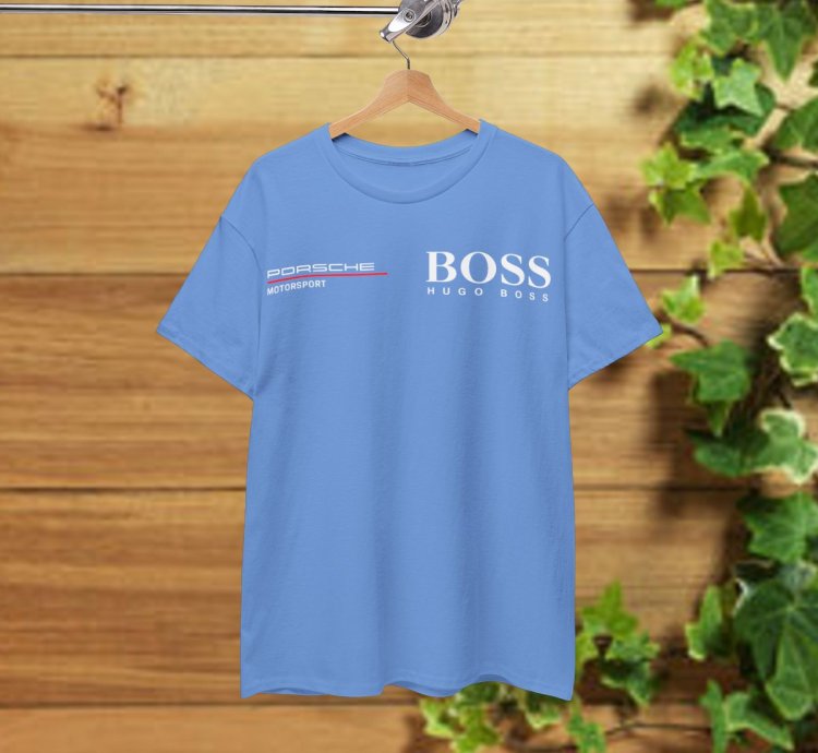 Porsche Motorsport X Boss T-Shirt Carolina Blue Shirt USA Size