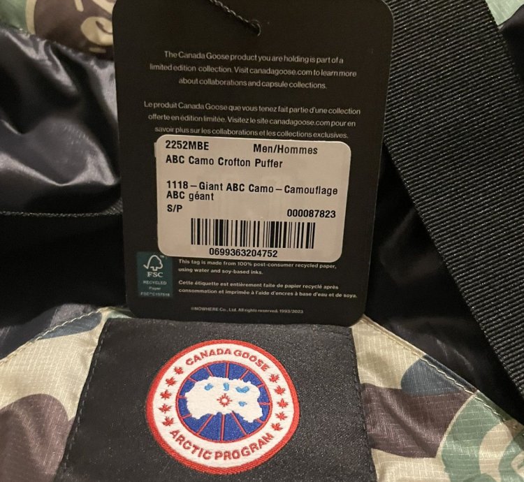 Bape Canada Goose ABC Camo Crofton Puffer Jacket