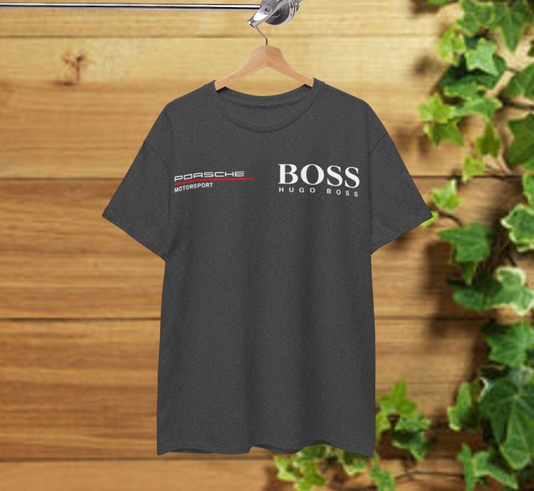 Porsche Motorsport X Boss T-Shirt Dark Heater Shirt USA Size