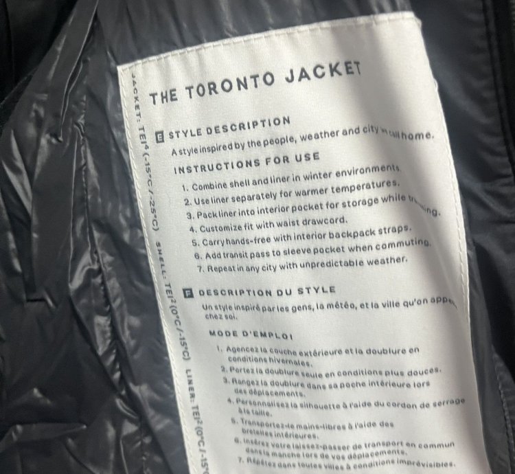 Black Canada Goose Toronto Down Jacket Sz Medium