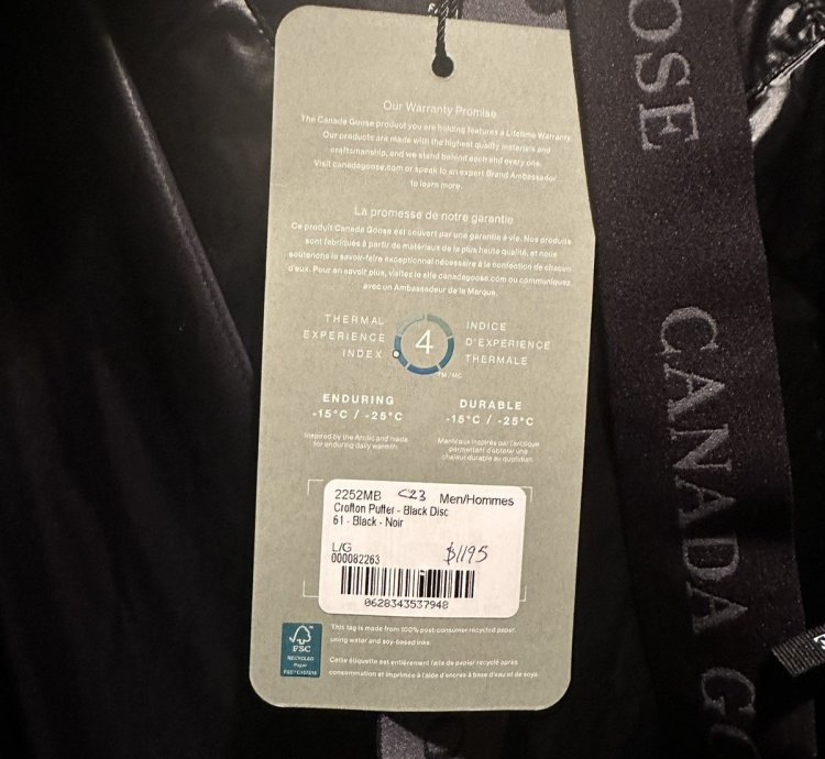 BRAND NEW Canada Goose Crofton Puffer Black Label Disc