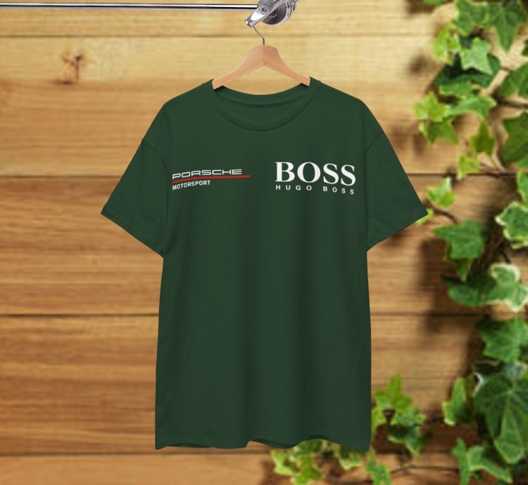 Porsche Motorsport X Boss T-Shirt Forest Green Shirt USA Size