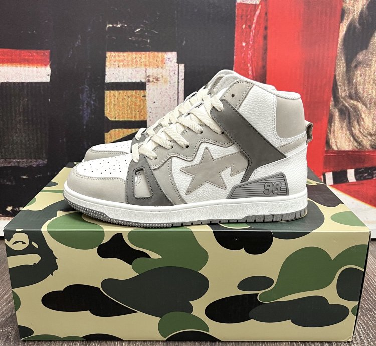 2022 Bape Bapesta 93 Hi Grey White Dark Grey