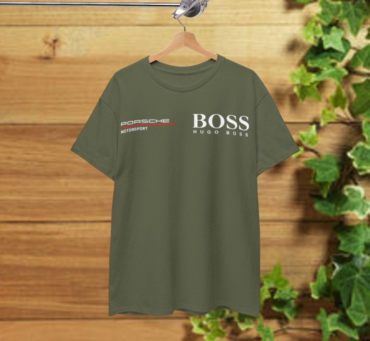Porsche Motorsport X Boss T-Shirt Carolina Military Green Shirt USA Size