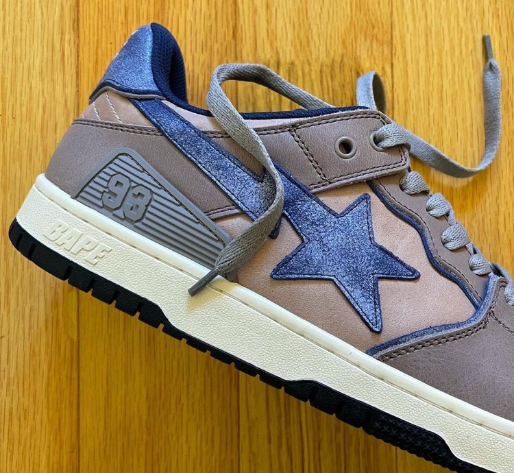 2022 Bape Sk8Sta Low Top Denim Brown Sneakers