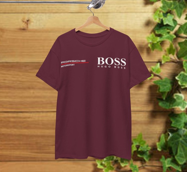 Porsche Motorsport X Boss T-Shirt Maroon Shirt USA Size