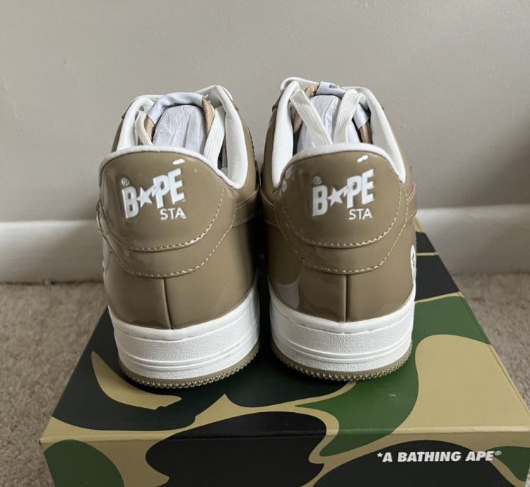 2023 Bathing Ape Patent Leather Khaki Bape Bapesta Size 13
