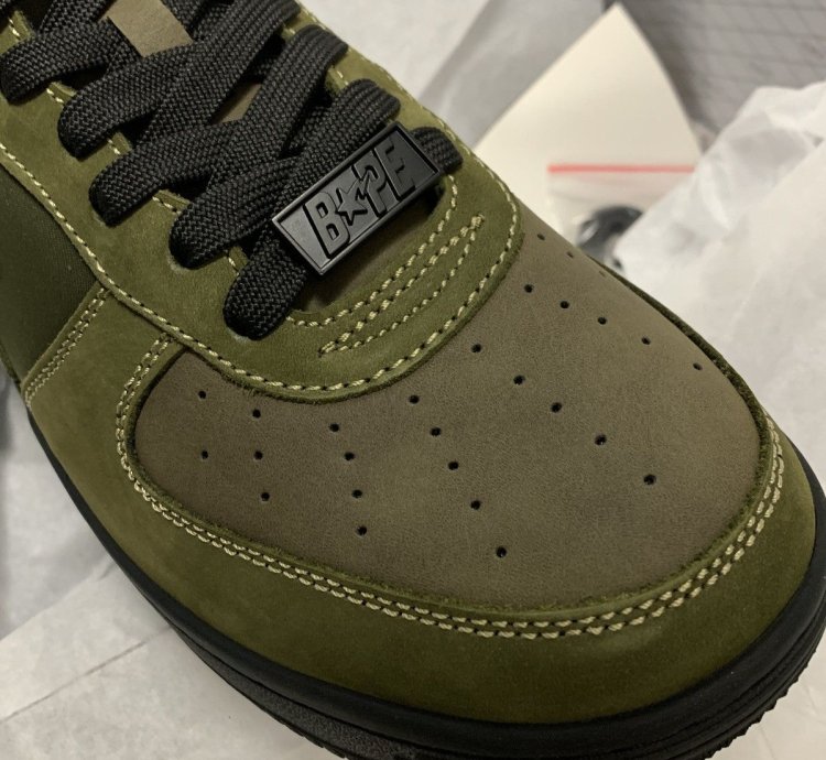 9 DS BAPE STA MILITARY MID Leather Suede Olive