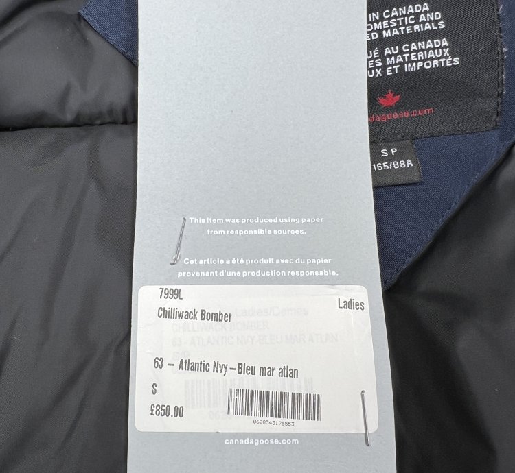 Canada Goose Chilliwack Bomber 7999L Blue New