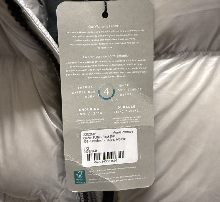 CANADA GOOSE CROFTON PUFFER JACKET sz New SILVER BIRCH