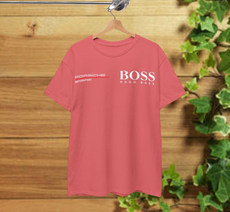 Porsche Motorsport X Boss T-Shirt Coral Silk Shirt USA Size
