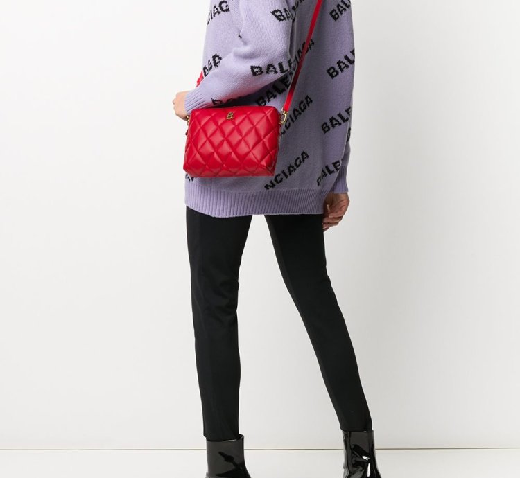 Balenciaga Red Camera Quilted Leather Shoulder Bag