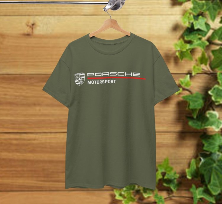 Porsche Motorsport Men's T-Shirt Military Green Shirt USA Size