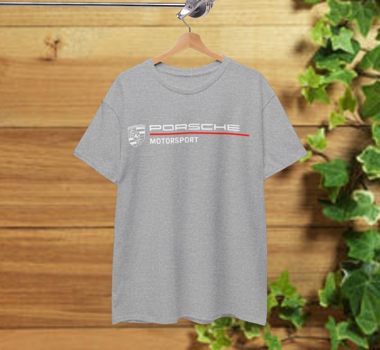 Porsche Motorsport Men's T-Shirt Sport Grey Shirt USA Size