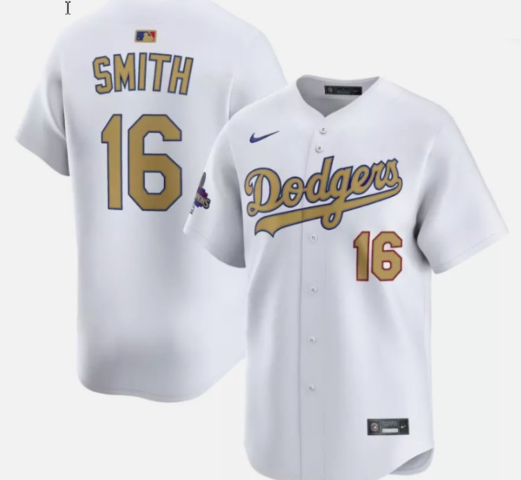 Will Smith Jersey #16 Dodgers White 2025 Gold Collection Limited Stitched