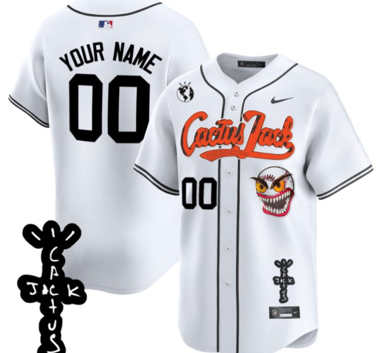 Houston Astros Cactus Jack Patch V2 Custom Men Jersey - White