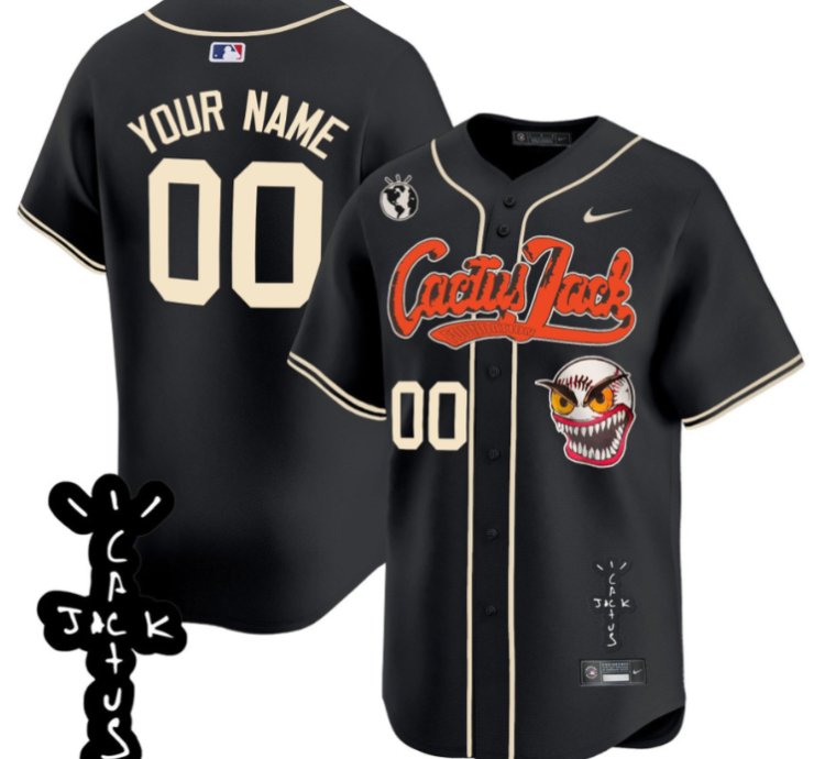 Houston Astros Cactus Jack Patch V2 Custom Men Jersey - Black