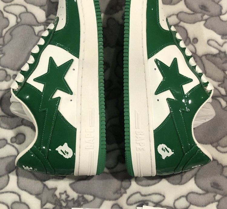 Bape Bapesta Low Green Patent Leather