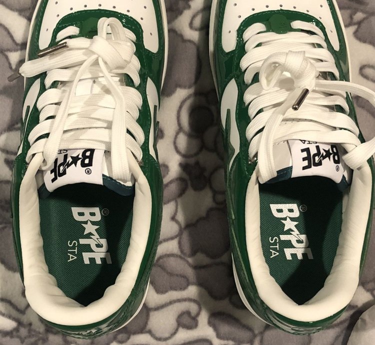 Bape Bapesta Low Green Patent Leather