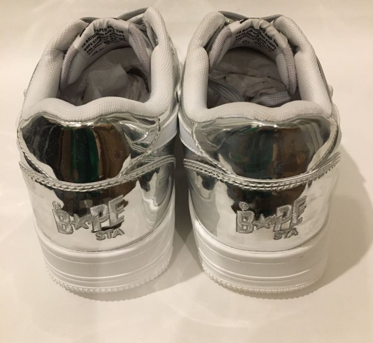 Bape Bapesta OG Gray Patent Leather Low Top Sneaker