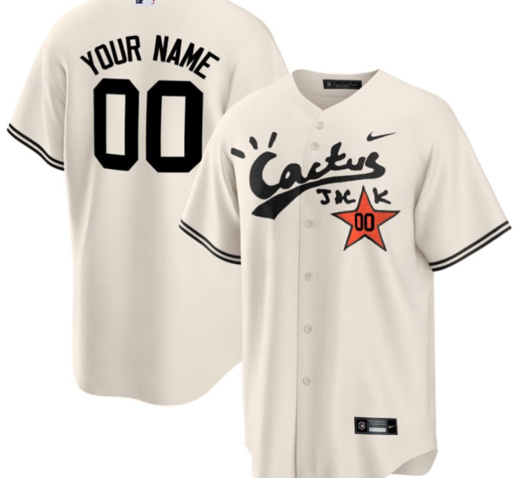Houston Astros Cactus Jack Customized Men Jersey - Cream