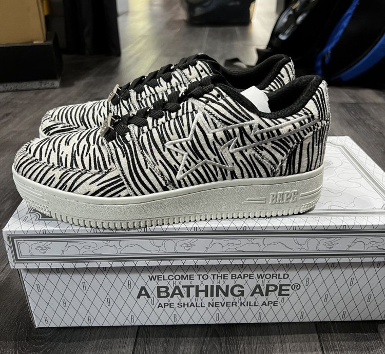 Bape Bapesta Zebra Print Sneaker Sz 9