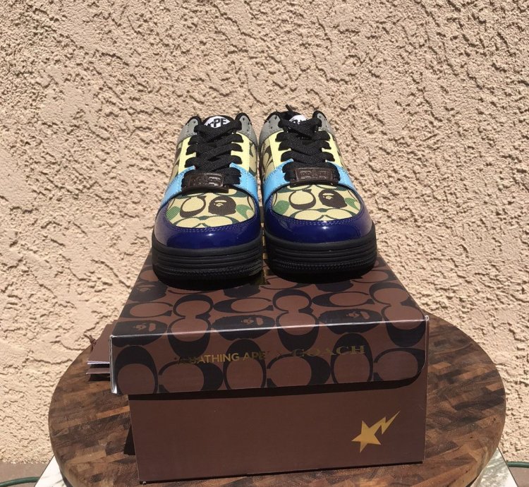 Bape Coach rainbow bapesta size 5