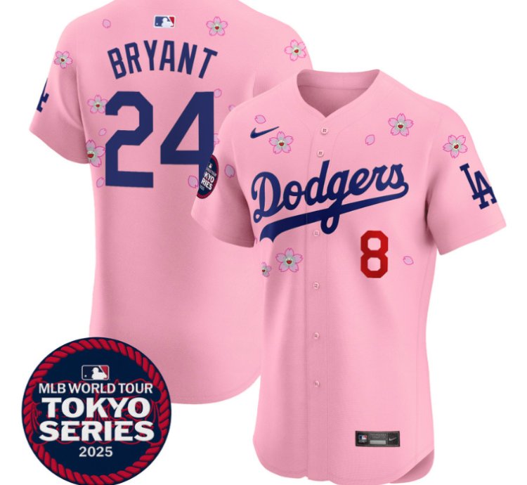 Kobe Bryant Jersey Dodgers Tokyo Series 2025 Vapor Premier Elite Stitched Cherry Blossom