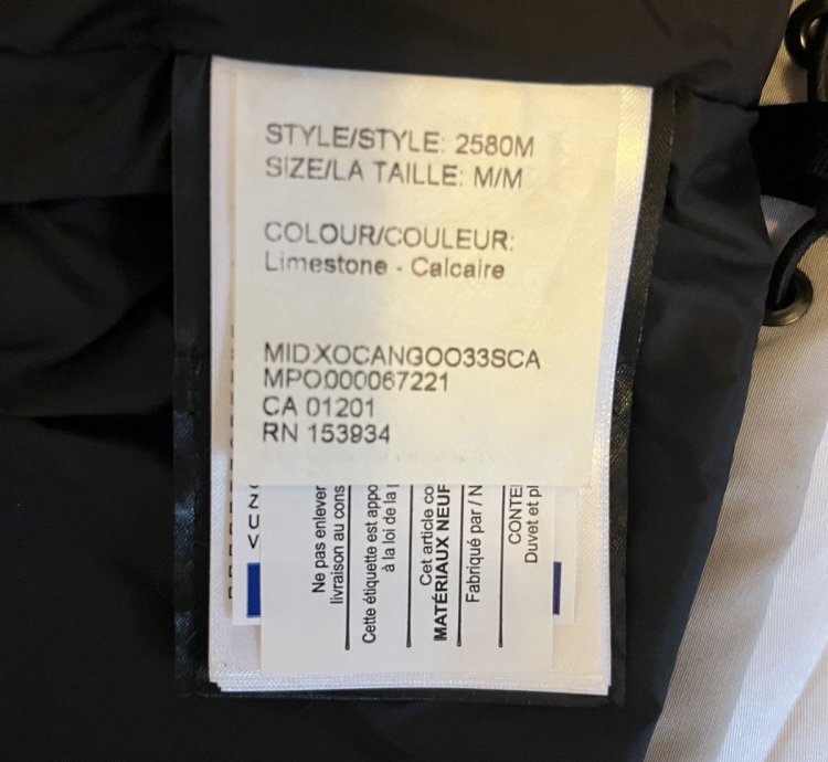 Limestone 432 Canada Goose Emory Parka Sz Medium