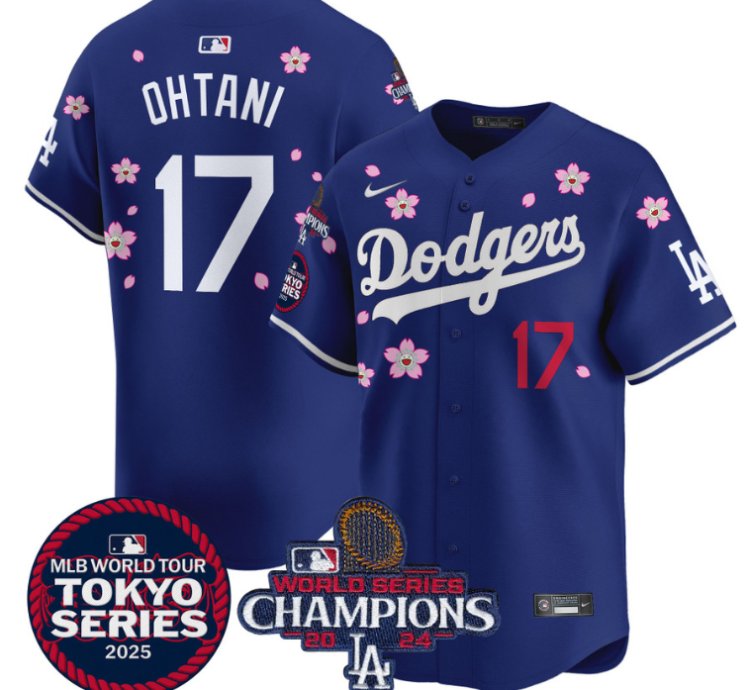 Shohei Ohtani Jersey #17 Dodgers Tokyo Series 2025 World Series Champions Patch Royal