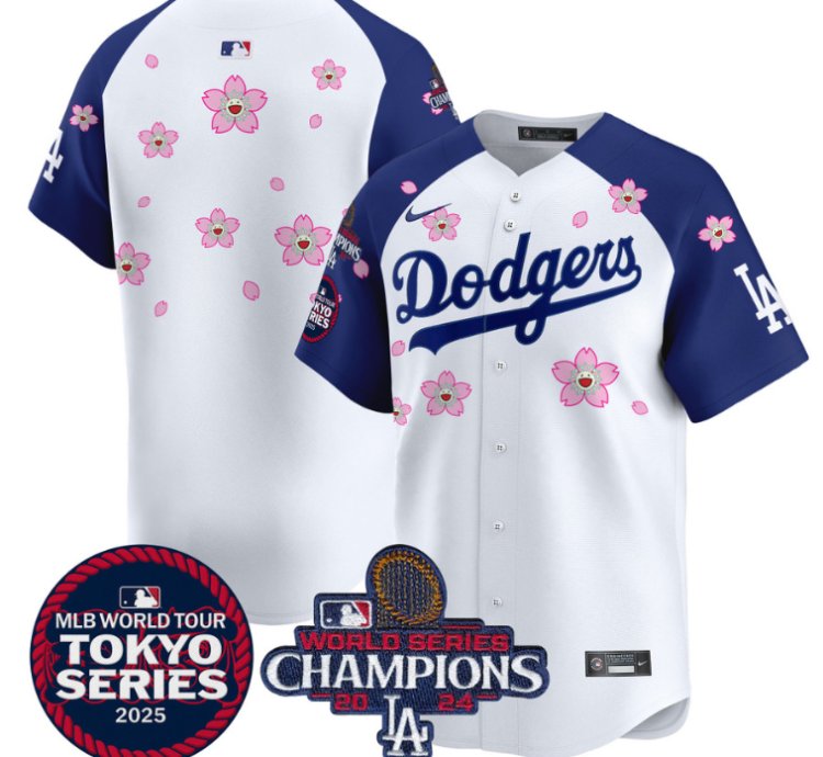 Team Jersey No Name Dodgers Tokyo Series 2025 World Series Champions Patch Alternate