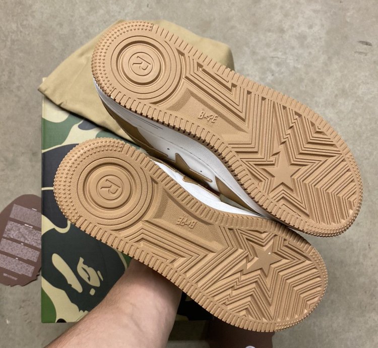Bape premium leather bapestas beige