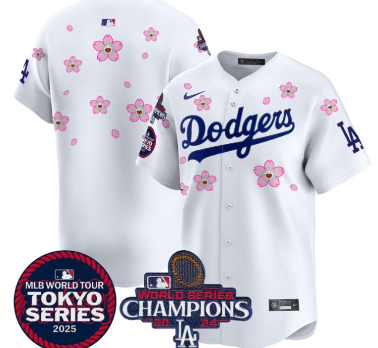Team Jersey No Name Dodgers Tokyo Series 2025 World Series Champions Patch White