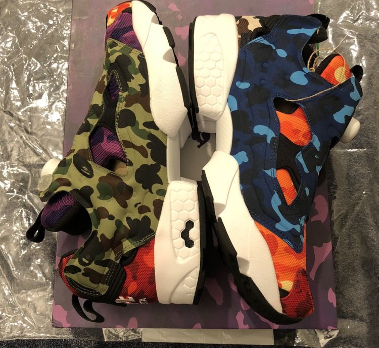 Bape Reebok Instapump Fury Multi Camo Running Sneaker
