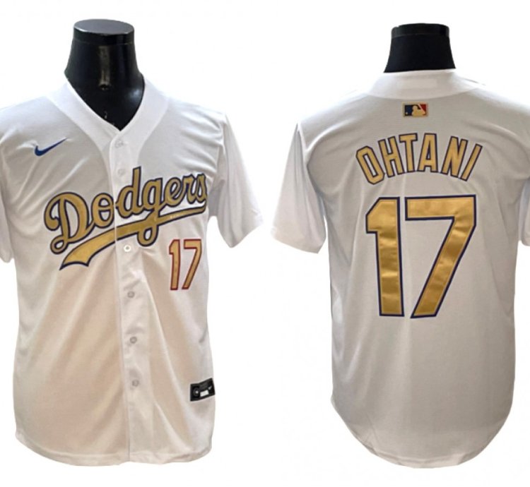 Los Angeles Dodgers #17 Shohei Ohtani White 2025 Gold Collection Limited Jersey