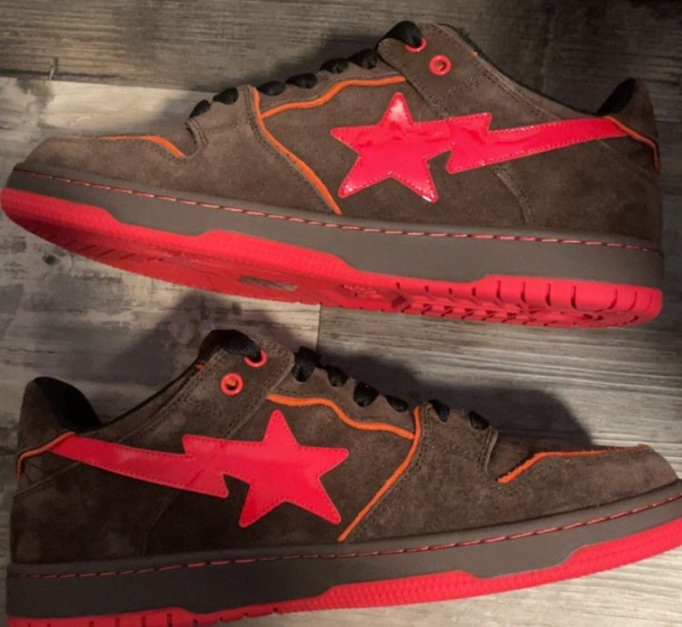 bape sk8 sta brown and red