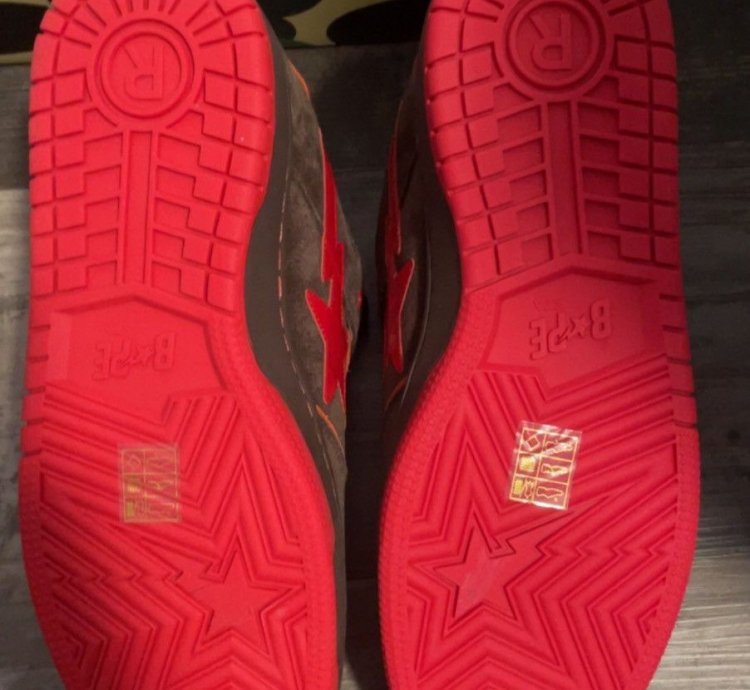 bape sk8 sta brown and red