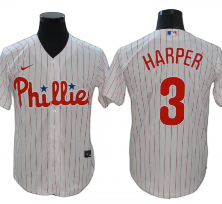 Philadelphia Phillies #3 Bryce Harper White Home Jersey