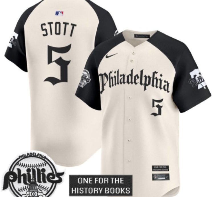 Bryson Stott Jersey #5 Phillies Retro Newspaper Edition Vapor Premier Limited Stitched Alternate