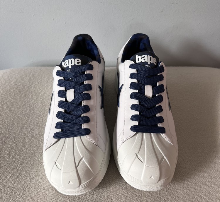 Bape Skull Sta Blue Camo Sneakers in White