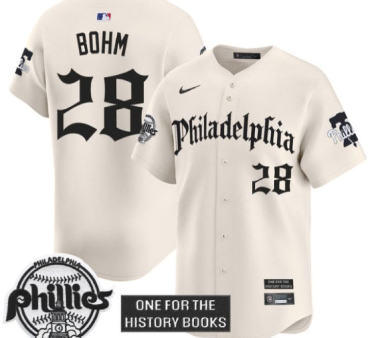 Alec Bohm Jersey #28 Phillies Retro Newspaper Edition Vapor Premier Limited Stitched Cream