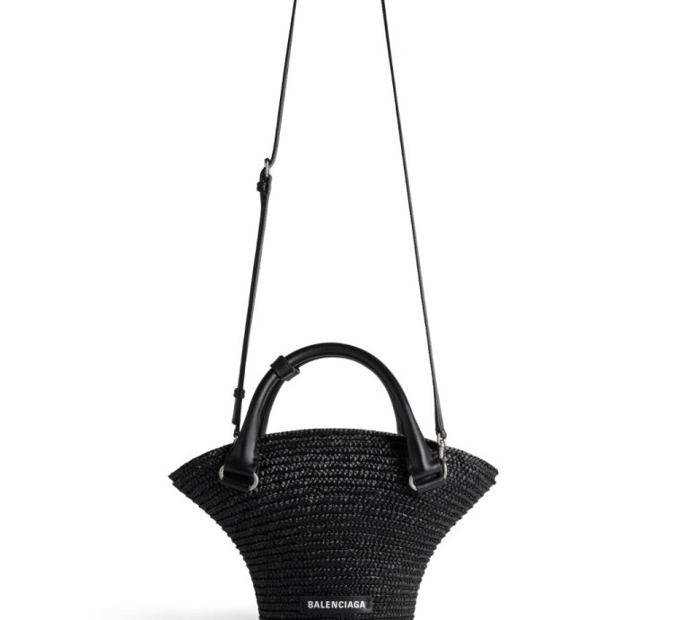 Balenciaga Mini Braided Raffia Tote Bag