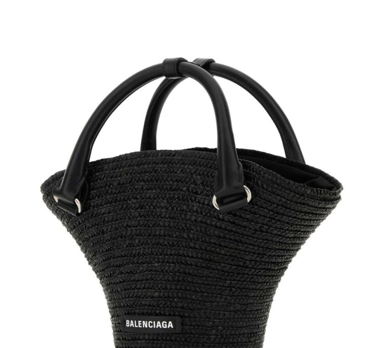 Balenciaga Mini Braided Raffia Tote Bag
